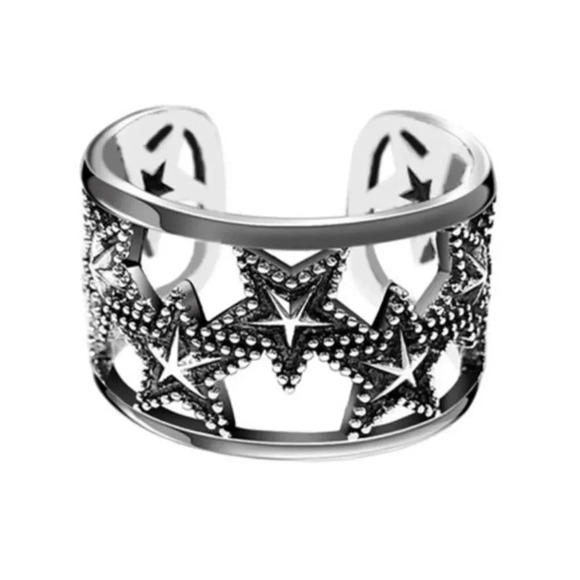 Minimalist 925 Sterling Silver Star Ring Celestial Star Vintage Ring - Picture 7 of 7